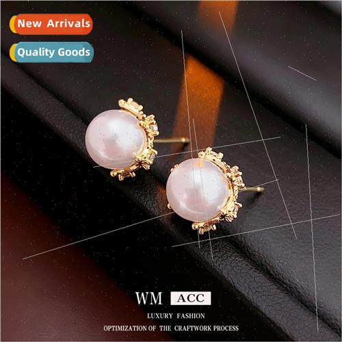 lver needle French round pearl compact earrings fashion hund