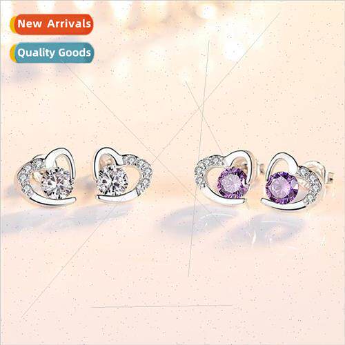 Copper Zirconia Earrings Love Flower Hollowed Out Zirconia S