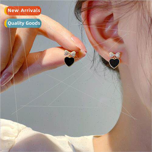 New 925 silver needle spade earrings female sweet cool love
