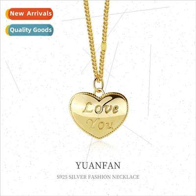 925 silver Alphabet LOVEYOU Love Heart Necklace Women che Eu