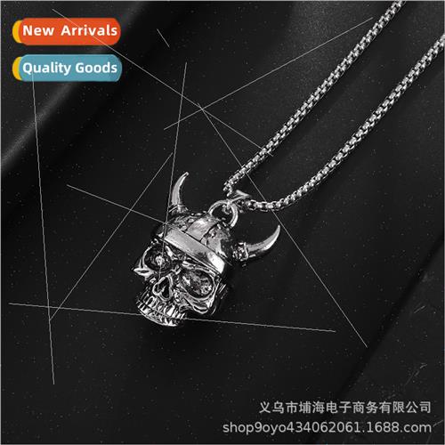 Fashion Trend Minimalist Men Ram Horn Skull Bell Necklace Pe