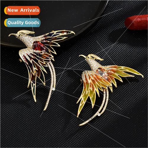 New Chinese enamel color phoenix brooch luxury high-grade an