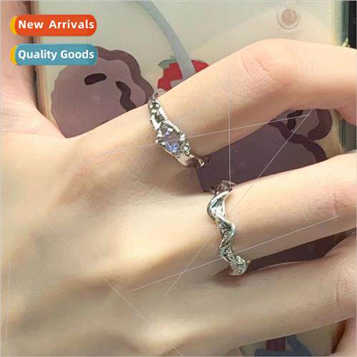Moonstone irregular ring female wave geometric finger ring v