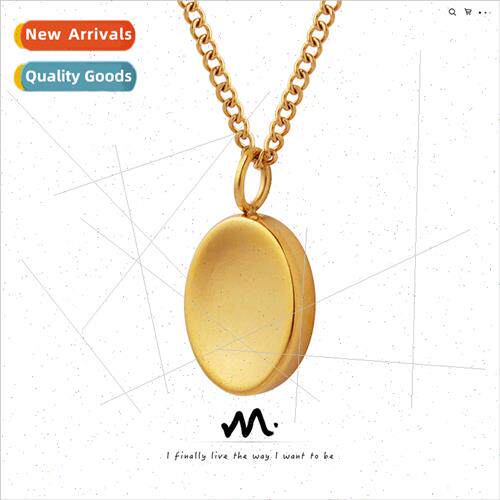 Delicate Geometric Oval Pendant Necklace Hundred fashion tan