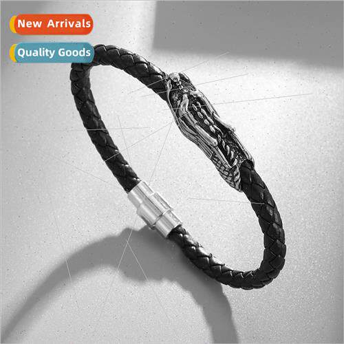Europe Leather Bracelet Men Biker Punk Dragon Be Tail Bracel