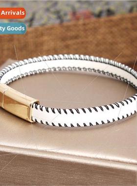 Europe New DIY engraved gold magnetic buckle leather car lin