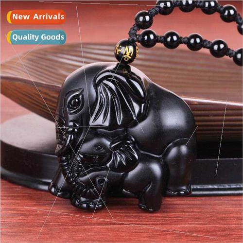 Fine obsidian wealth son mother elephant pendant men women c