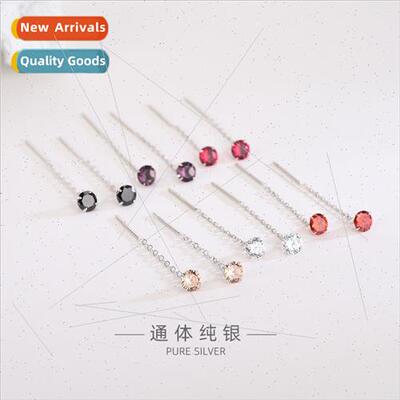 Korea sweet S925 silver four claws ear wire lerary tassel ea