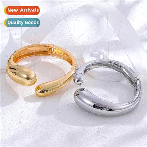 Alloy gold-plated high glossy surface open spring bracelet w