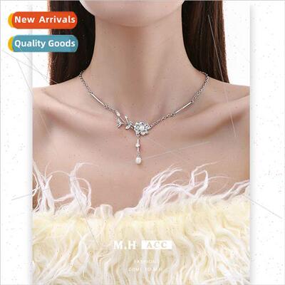 Pearl Flower Necklace Women che Sweater Chain College Ins Ne