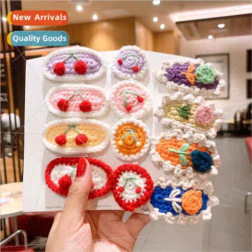 Korea new children woolen fru cherry hair clips girls flower