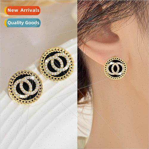 Korea black earrings niche celebry silver earrings premium e