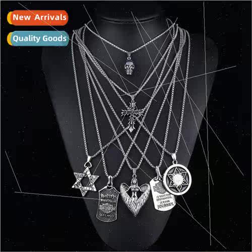 ins tanium steel jewelry men alloy pendant star double-sided