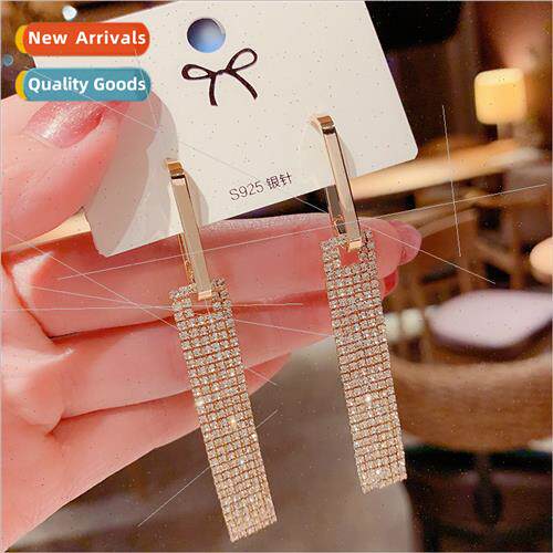 Korea super flash full diamond earrings female long earrings