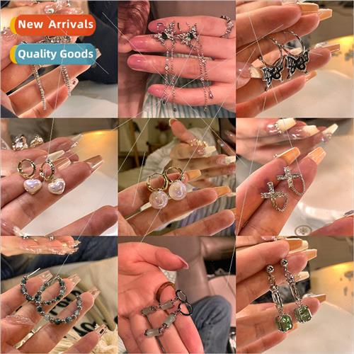 lver needle simple pearl earrings female ins niche French st