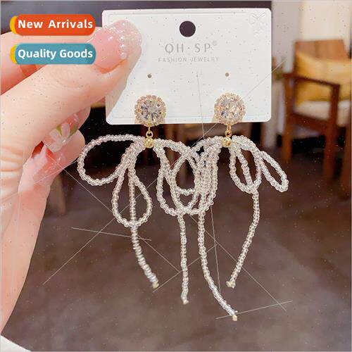 Fashion Zirconia Geometric Beads Beaded String Tassel Earrin