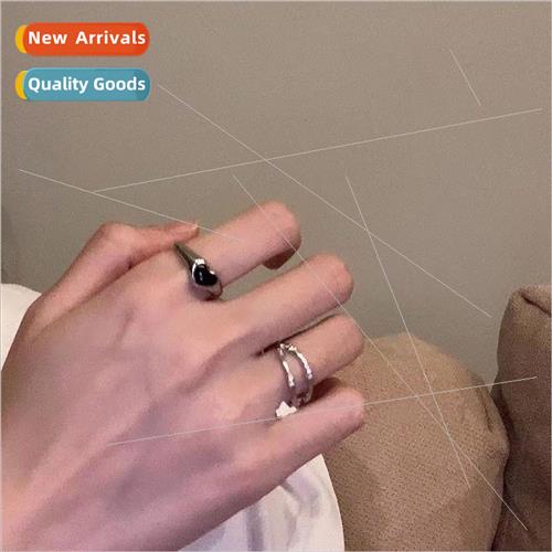 Black love ring female ins tide not lose color Korea student