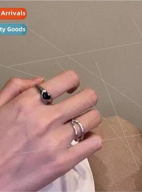 Black love ring female ins tide not lose color Korea student