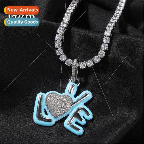 New love letter necklace hip hop diamond bubble heart nd cre