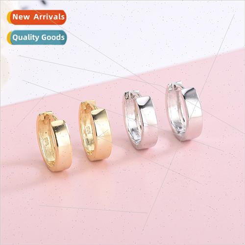 s925 silver Korea glossy round earrings simple cold wind ear