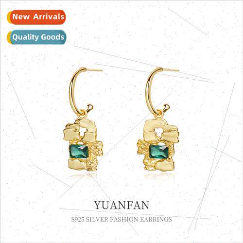 925 silver Irregular Pleated Textured Earrings Europe che Ea
