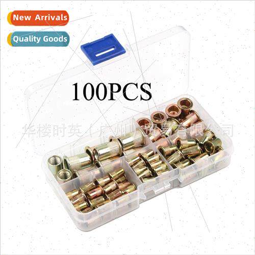 100PCS Flat Head Vertical Rivet Nuts Boxed Colorful Zinc Pla
