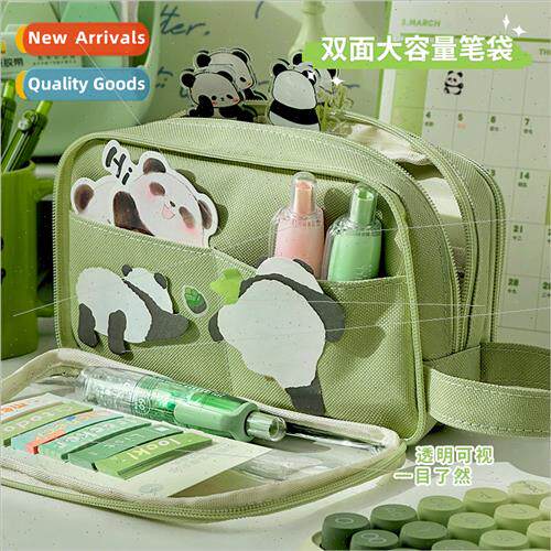 Happy life double-sided large-capacy pen bag ins transparent