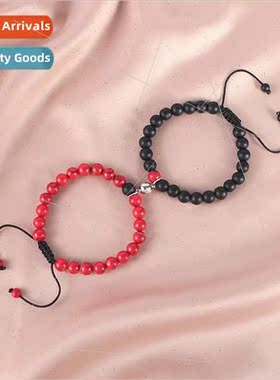 Europe braided rope beads magnet attraction couple bracelet