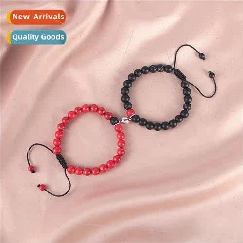 Europe braided rope beads magnet attraction couple bracelet