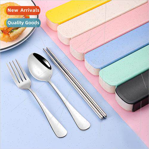 Stainless Steel Cutlery 3 pcs Portable Box Chopsticks Spoon