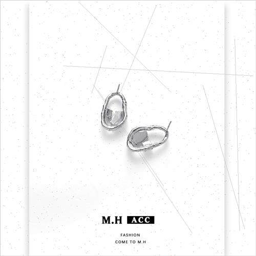 Korea opal geometric earrings female nd cold wind 925 silver
