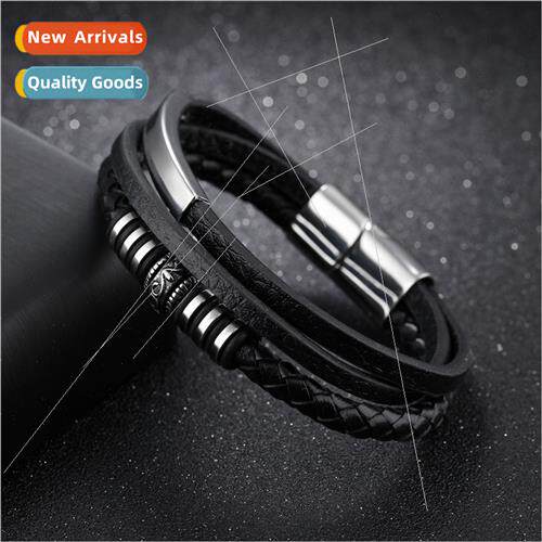 Fashion multi-layer hand-woven bracelet men leather bracelet