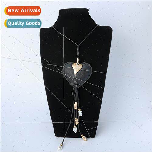 New Necklace Europe Vintage Large Peach Heart Tassel Sweater