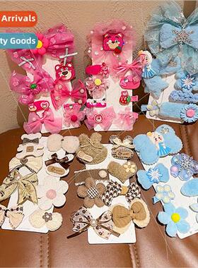cloth hair clips set cute bear bunny ice princess hair card