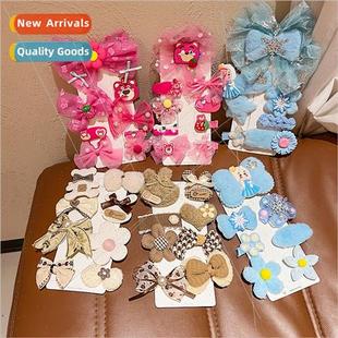 cute bear princess cloth bunny clips hair set ice card