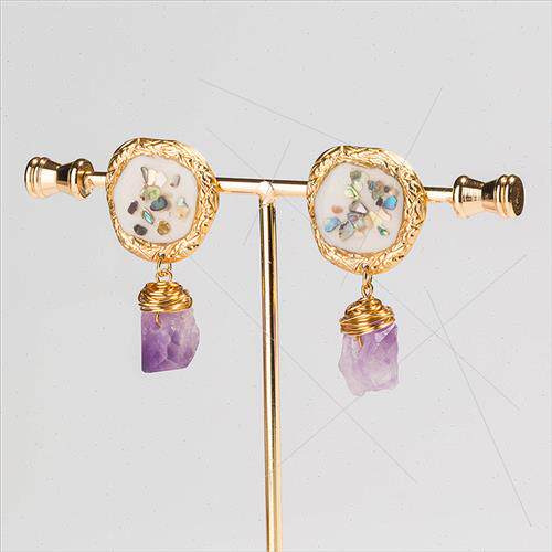 Europe Summer Fashion Colorful Crushed Shell Earrings Purple