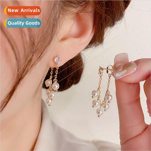 Koreas925 silver needle fashion front back wear pearl string