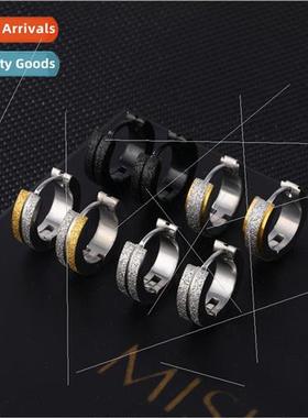 Europe tanium steel gold-plated frosted earrings punk froste