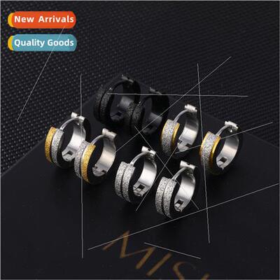 Europe tanium steel gold-plated frosted earrings punk froste