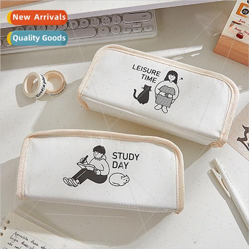 Large-capacy canvas pencil bag simple pencil bag high-color