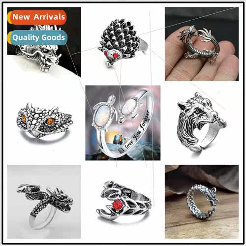 Europe new hundred match animal ring fashion retro dragon he
