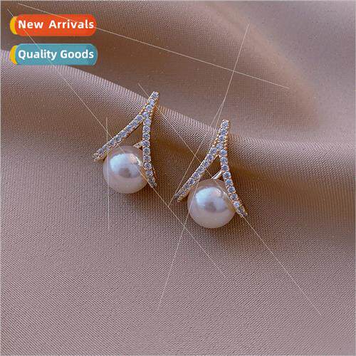 S925 silver needle fashion French vintage pearl earrings nic