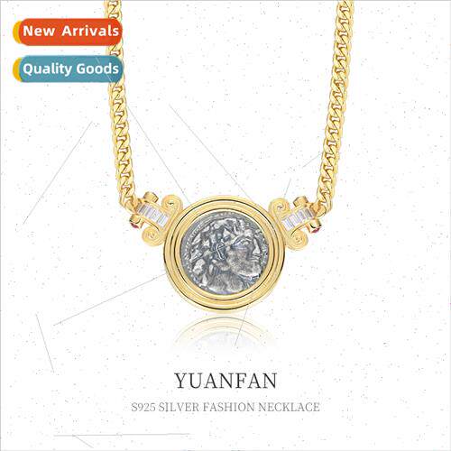 925 silver Ancient Coin Necklace Women che Europe Vintage Po