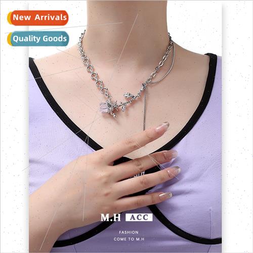 Metal rose necklace female imation ore resin new Chinese gar