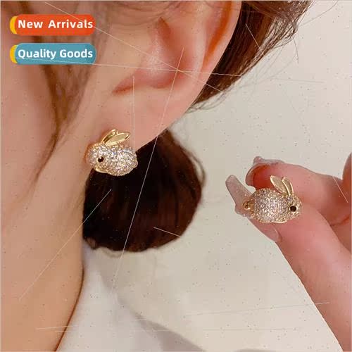Korea small sweet fashion micro-setting rabb earrings s925 s