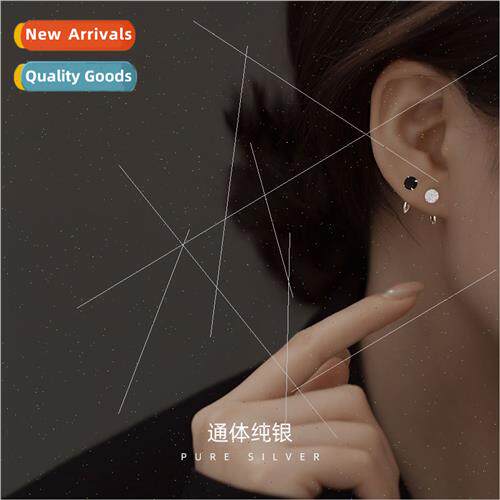 S925 silver Koreasimple fashion zirconia ear hooks female sl