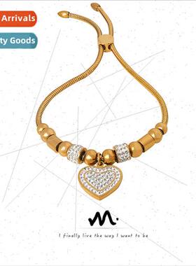 Bracelet Tanium Steel Gold Plated Europe Large Hole Beaded S