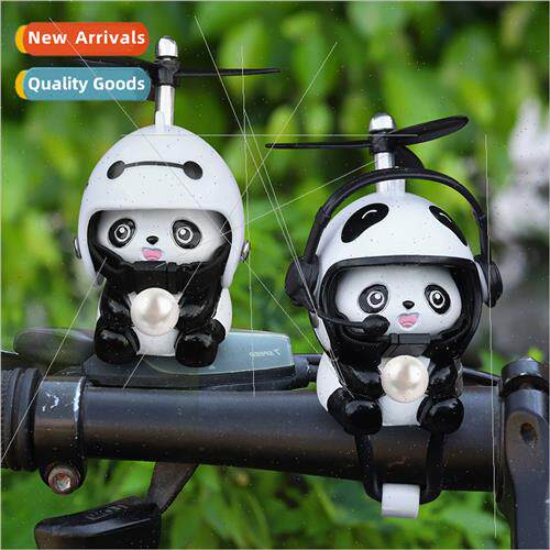 Panda bicycle ornament helmet electric motorcycle small yell图片