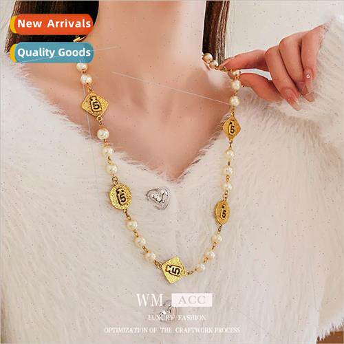 Do old digal metal splicing pearl necklace French retro coll