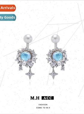 Starburst moonstone pearl earrings female cool sense delicat